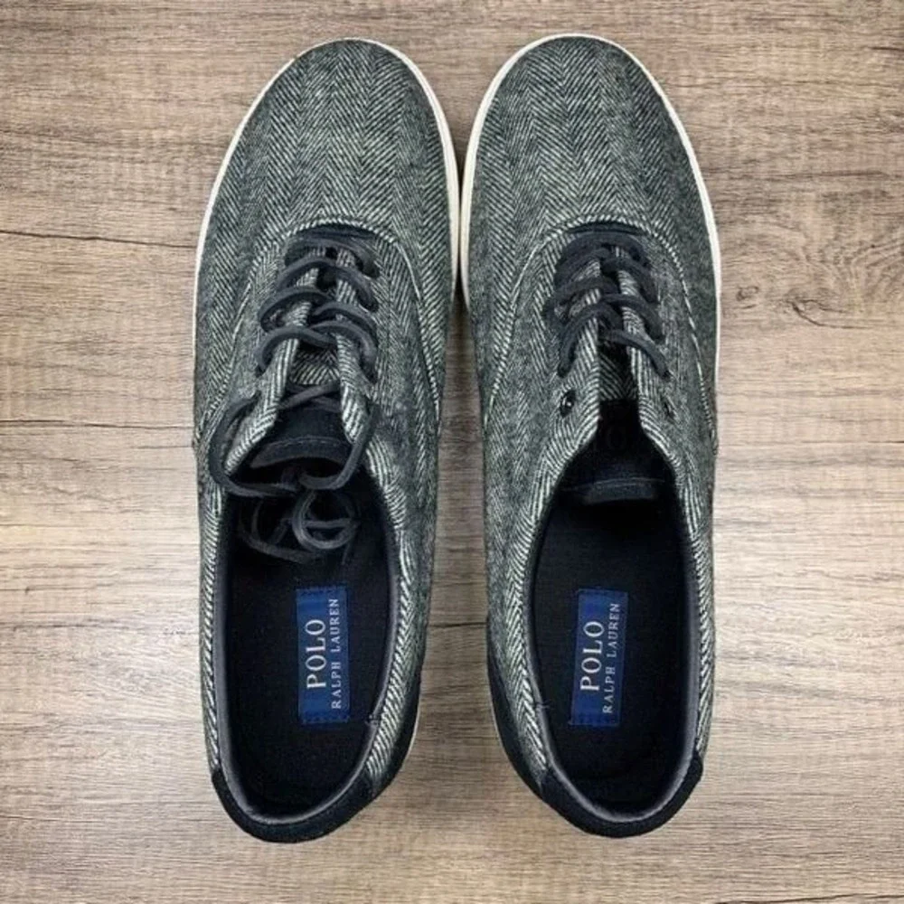Polo Ralph Lauren~Vaughn~Tweed Wool Herringbone upper and Black Suede Trim Sneak
